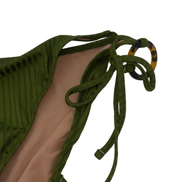 New J. Crew Green Wide Ribbed Cheeky String Side Tie Swim Bathing Suit Bottom 3X - Picture 4 of 10